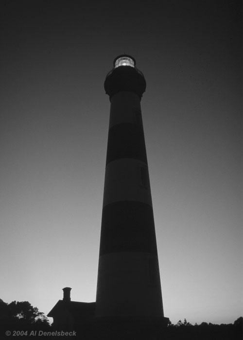 monochrome Bodie Island lighthouse