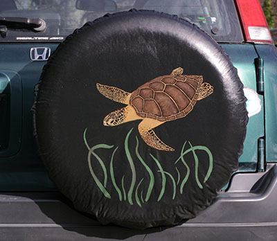Green sea turtle spare tire cover