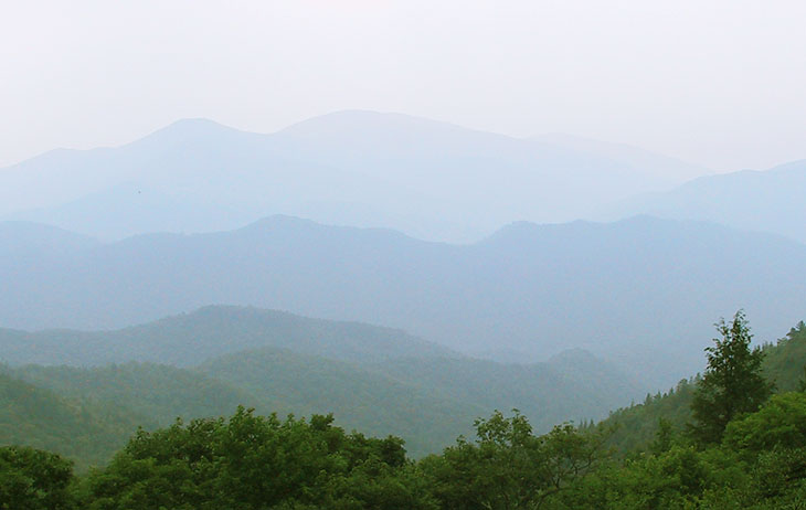 hazy day in the Blue Ridge Mountains