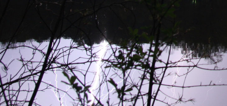 reflection of over-exposed lightning much more visible