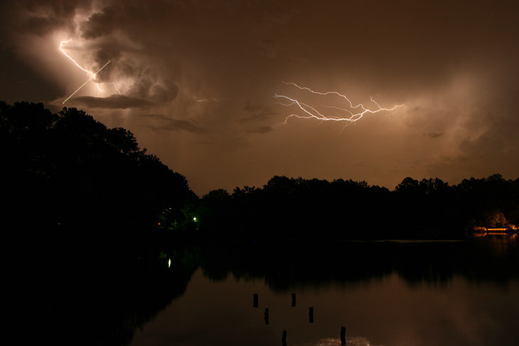 commercial flight in front of active thunderstorm