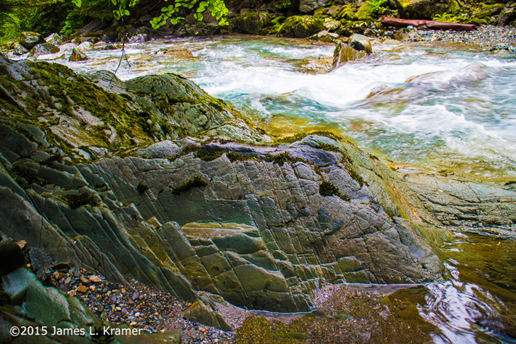 unidentified stream near Juneau with whitewater and colorful rock