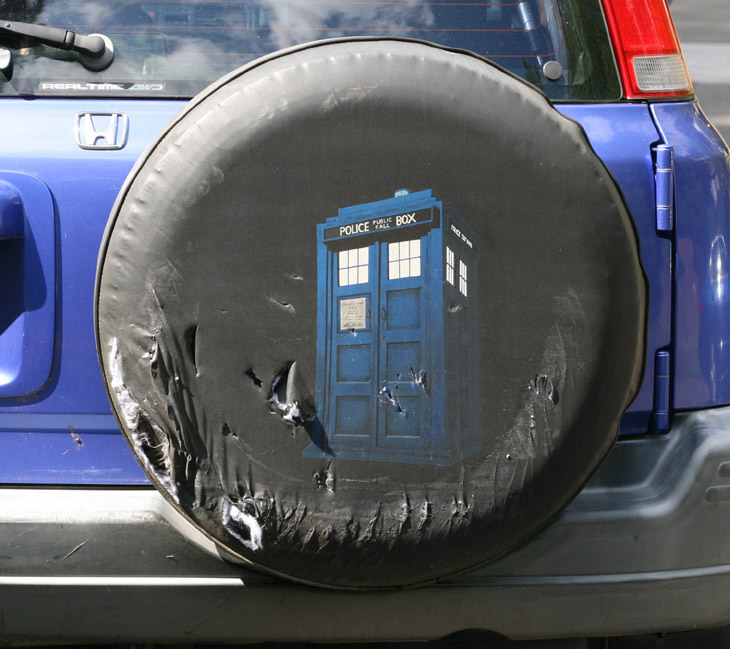 Tardis tire cover casualty