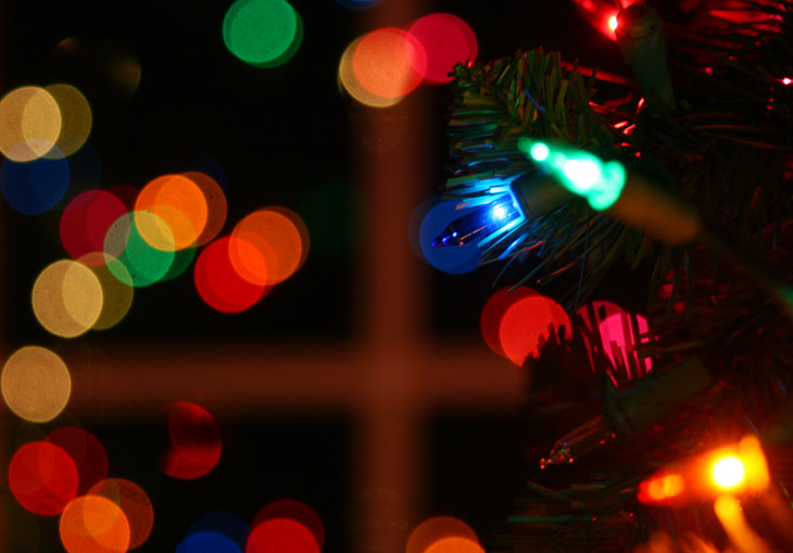 christmas lights and reflections