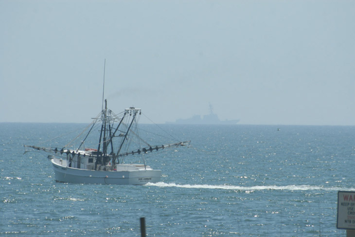 USS Arleigh Burke DDG-51, probably, on maneuvers off North Topsail Island