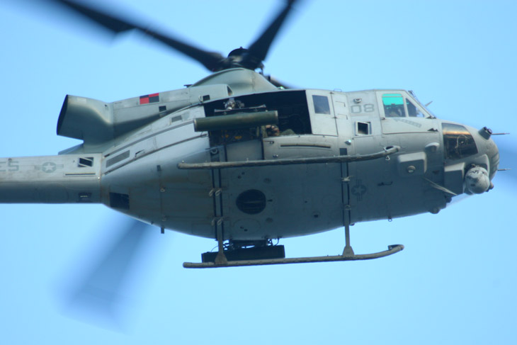 Bell UH-1Y Super Huey Venom passing low over North Topsail Beach