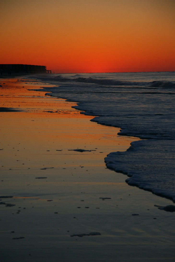 surreal high contrast sunrise colors on North Topsail Beach