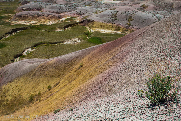 multi-colored slope, Badlands South Dakota by James L. Kramer