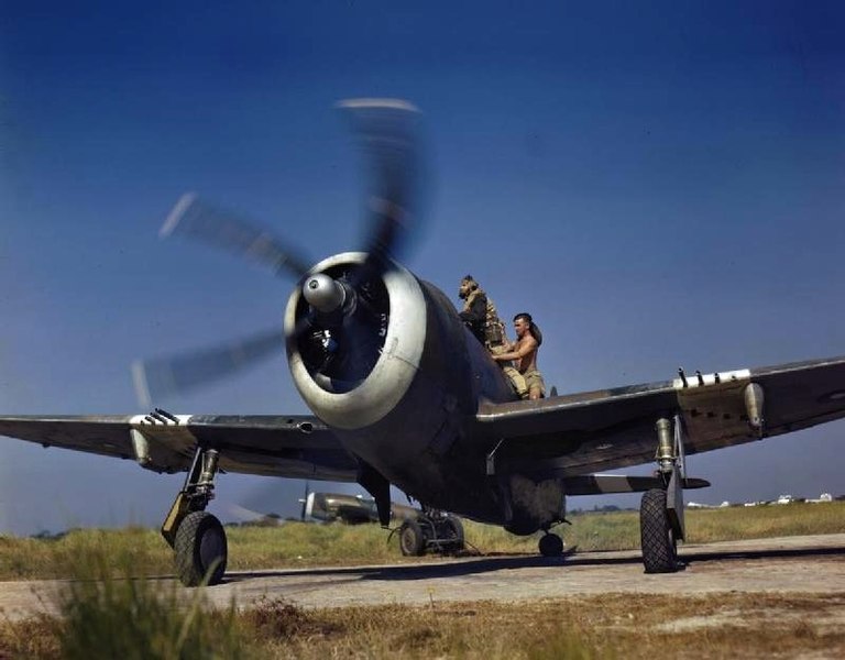 Republic P-47 Thunderbolt showing propeller 'warpage'
