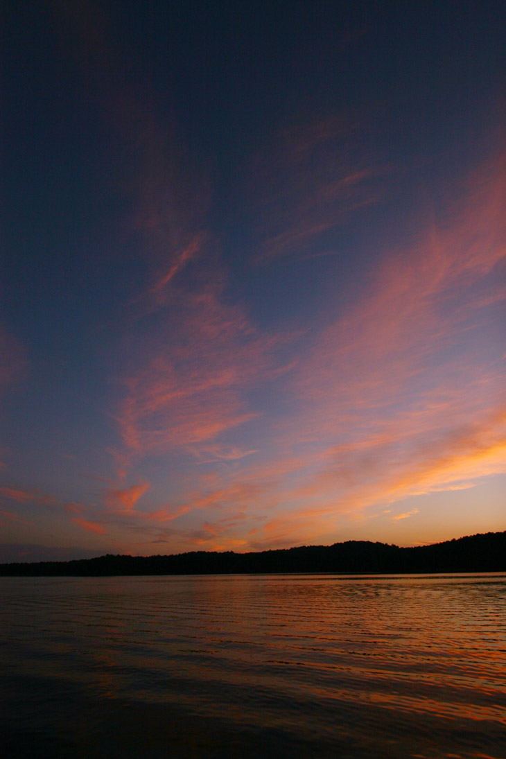 okay sunset colors over Jordan Lake