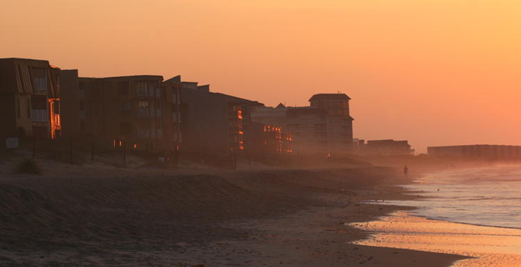 beachfront condos on North Topsail Beach at sunrise