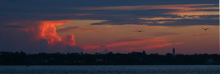 thunderhead off St Simon's Island during sunrise