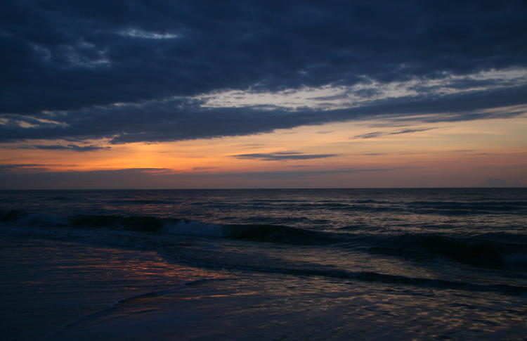 slightly cloudy morning on beach