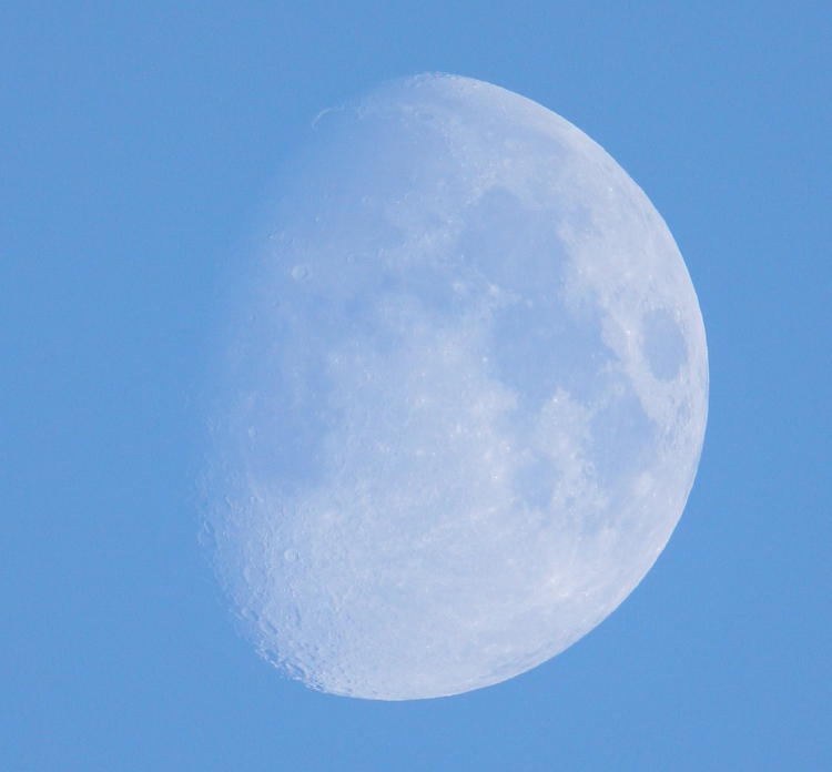 waxing gibbous moon during late afternoon