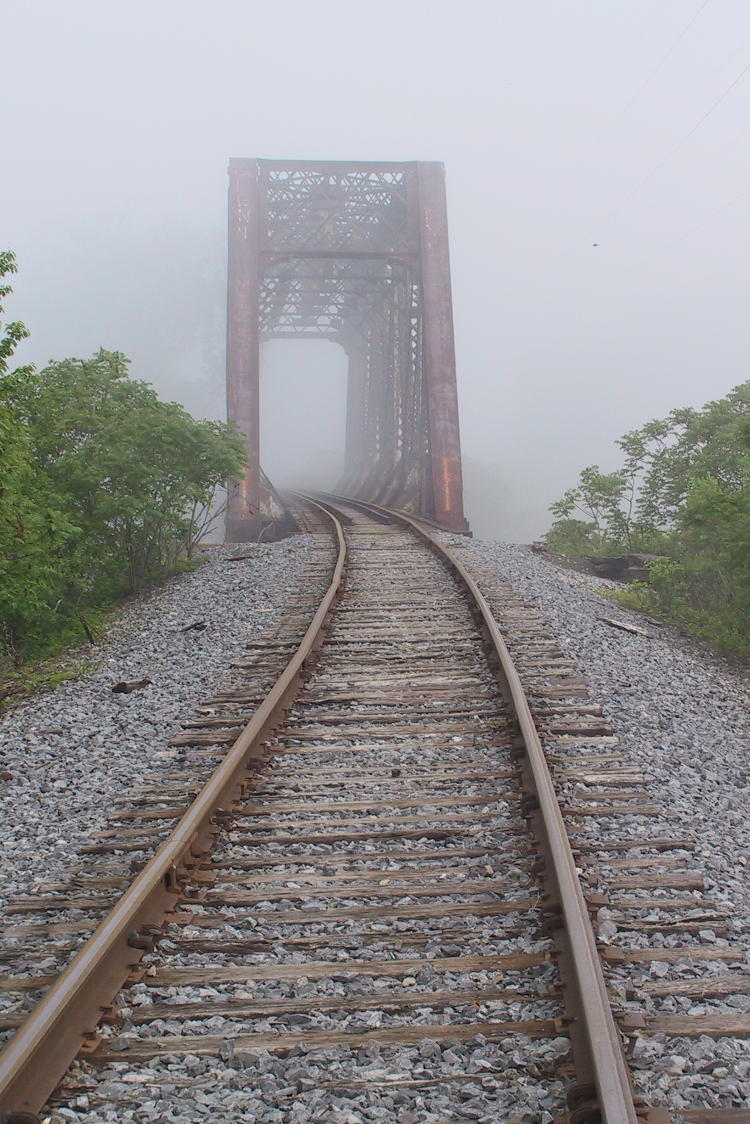 "silver bridge" across northern tip of Cayuga Lake in fog