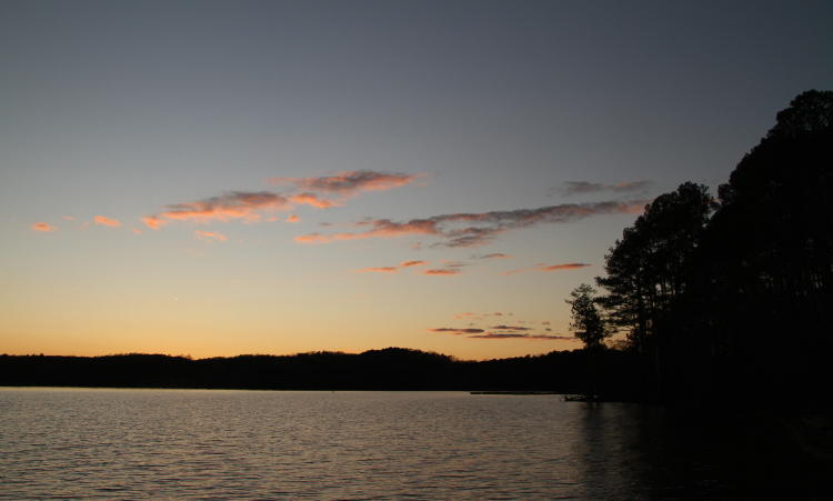 post sunset twilight over Jordan Lake