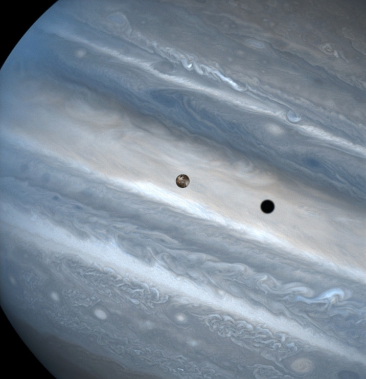 Io against Jupiter, by Hubble Space Telescope