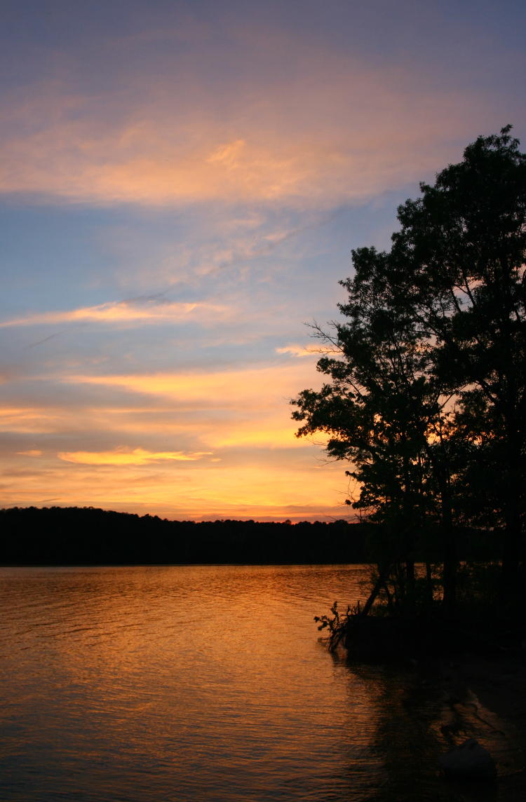 sunset over Jordan Lake