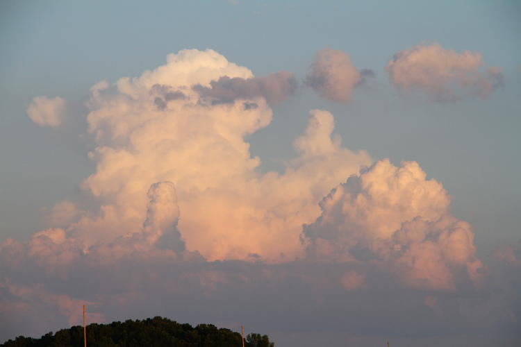 developing cumulonimbus clouds showing Belt of Venus