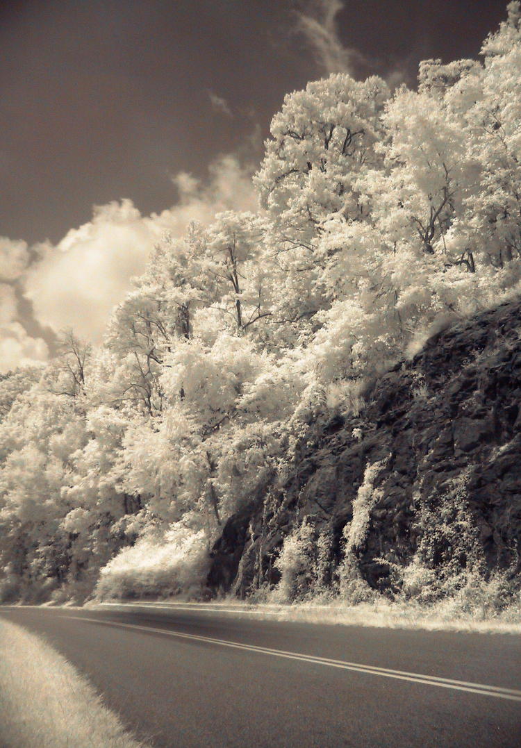 Blue Ridge mountain outcrop in infrared