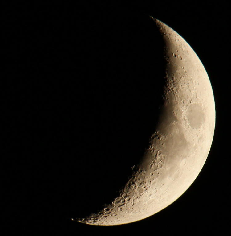 waxing crescent moon in early evening