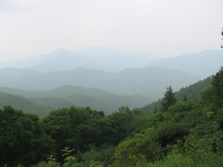 Blue Ridge mountains on hazy day