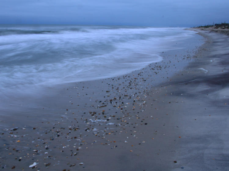 overcast morning on the ocean at North Topsail Beach, North Carolina
