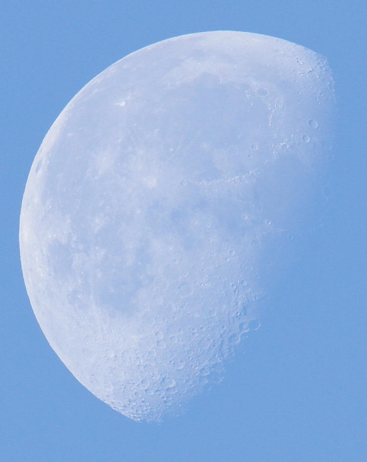 waning gibbous moon in daylight