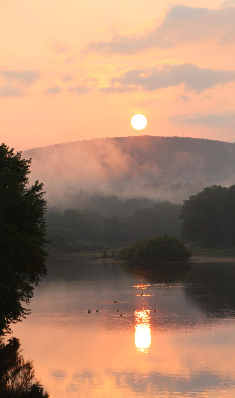 misty sunrise over Susquehanna River