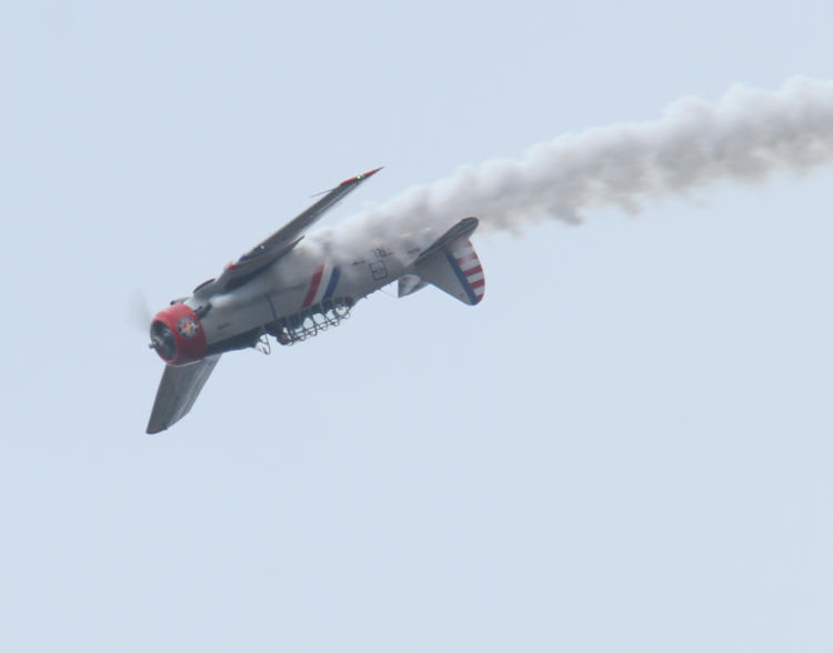 North American SNJ-4 inverted over Skyfest NC