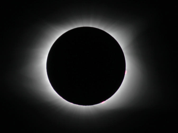 slightly enhanced photo of total solar eclipse of August 21, 2017
