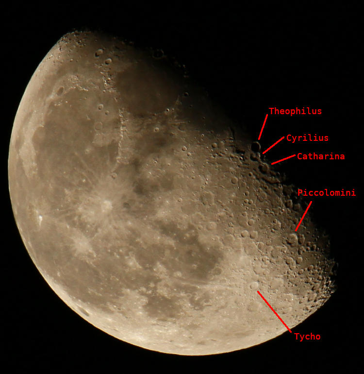 marked image of waning gibbous  moon