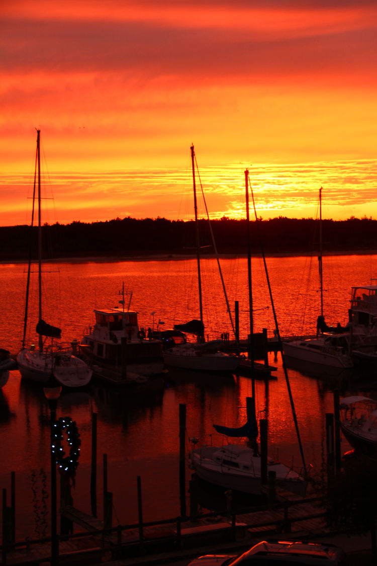 brilliant post-sunset colors over inlet at Beaufort, North Carolina