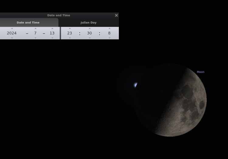 Stellarium plot of the occultation of Spica for July 13, 2024
