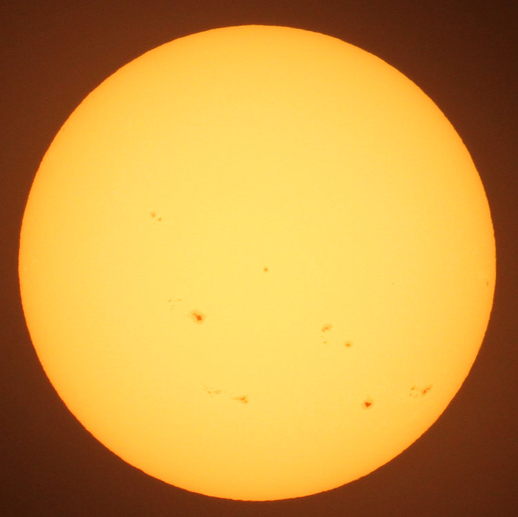 sun face on August 25, 2024 showing significant sunspot activity