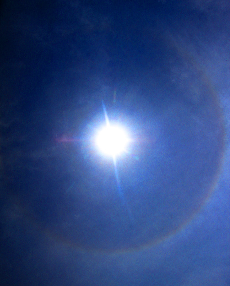 sun halo with heightened contrast to display refracted colors better