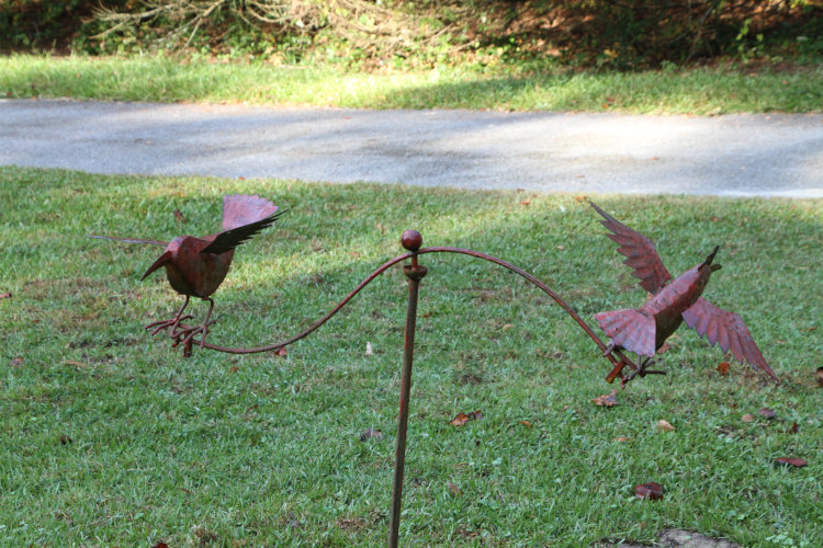 balancing decoration on lawn