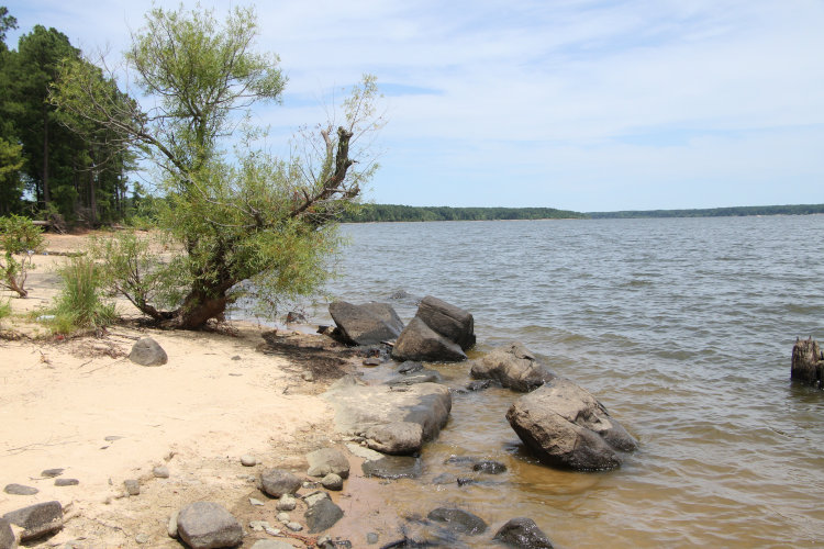 treacherous rocks in Jordan Lake once the water level had dropped significantly