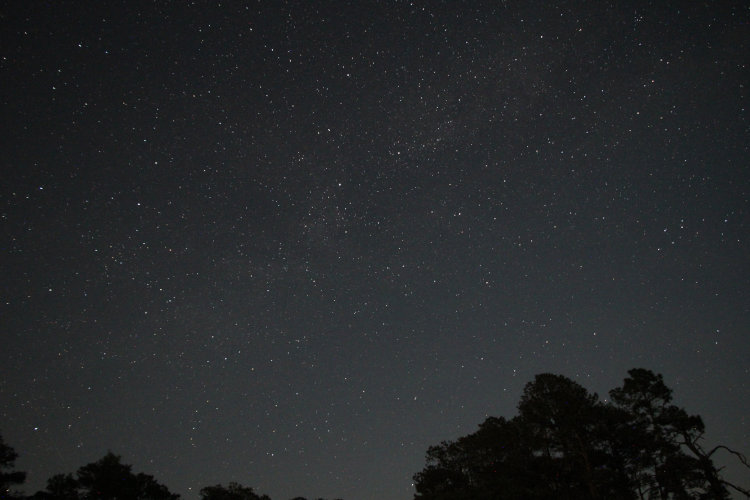 night time exposure showing dimmer portion of Milky Way with Deneb and Sadr clearly visible
