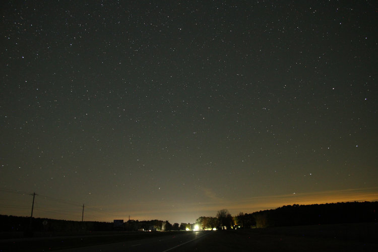 view of northern sky at night with no trace of auroral activity