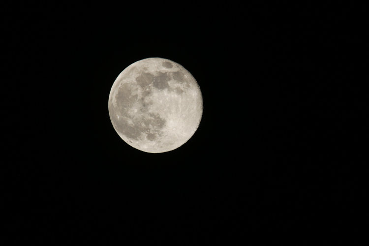second-quarter 'full' moon very close to perigee, 'super moon,' full-frame