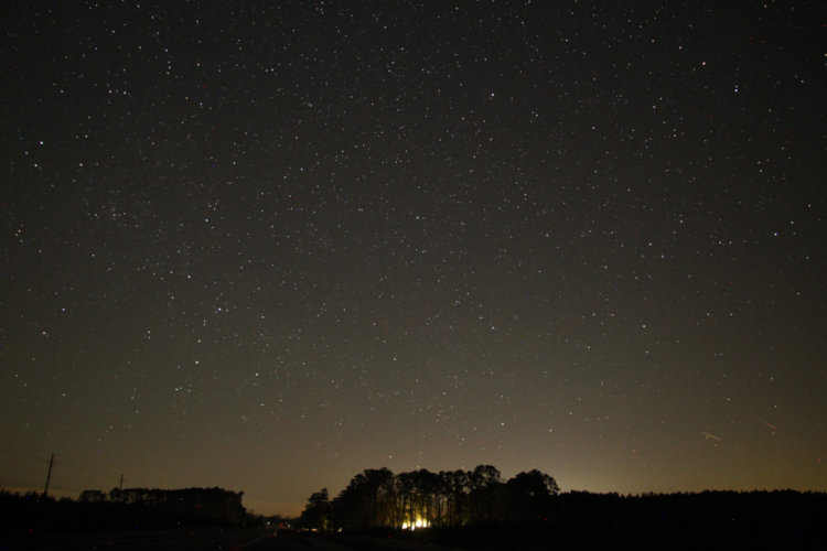 view to north showing perhaps only the faintest hint of aurora borealis display