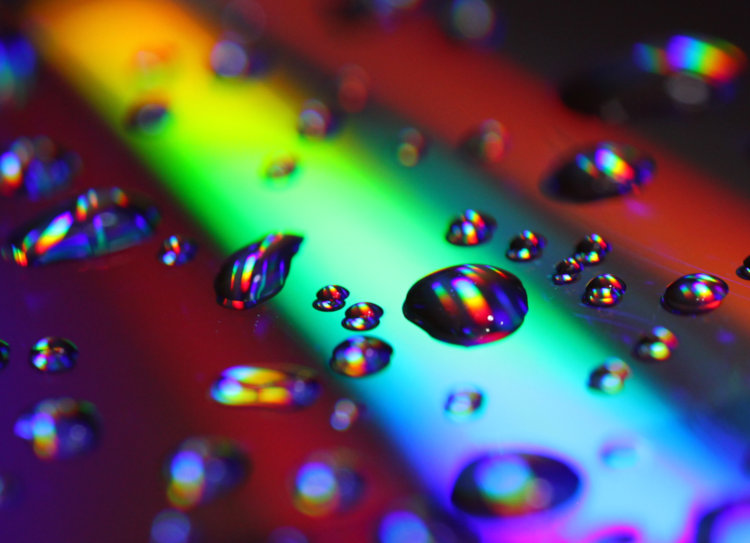 water drops with lots of background refraction