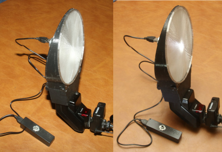 two views of macro softbox in different lighting