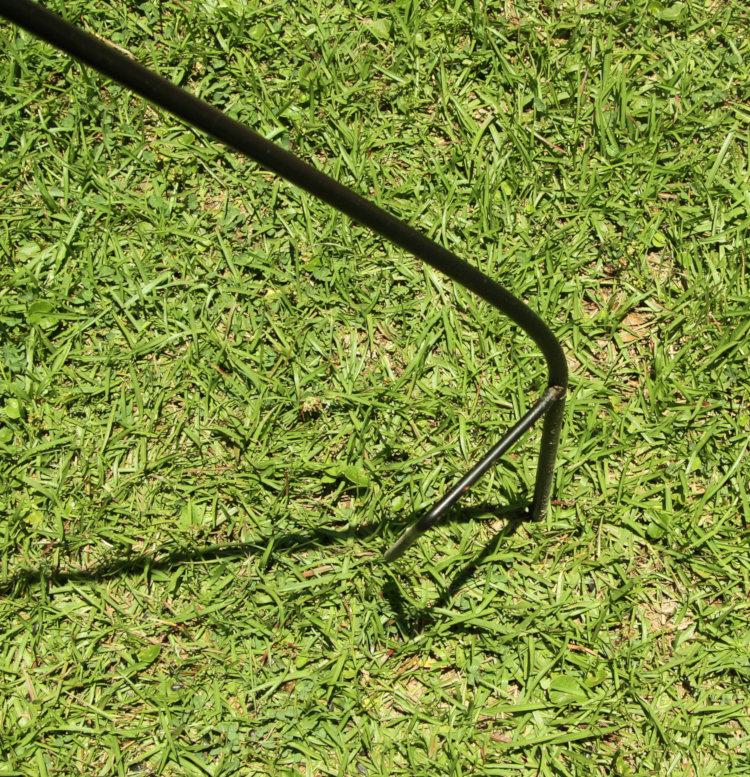 significantly bear-bent ground anchor of crook for bird feeders