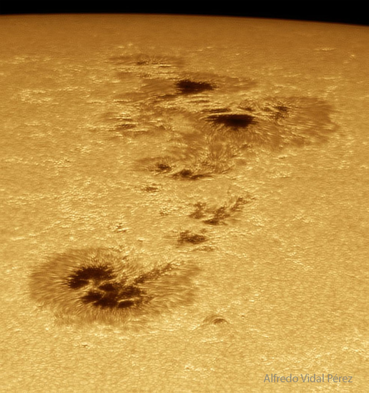 sunspot group by Alfredo Vital Perez, courtesy of Astronomy Picture of the Day