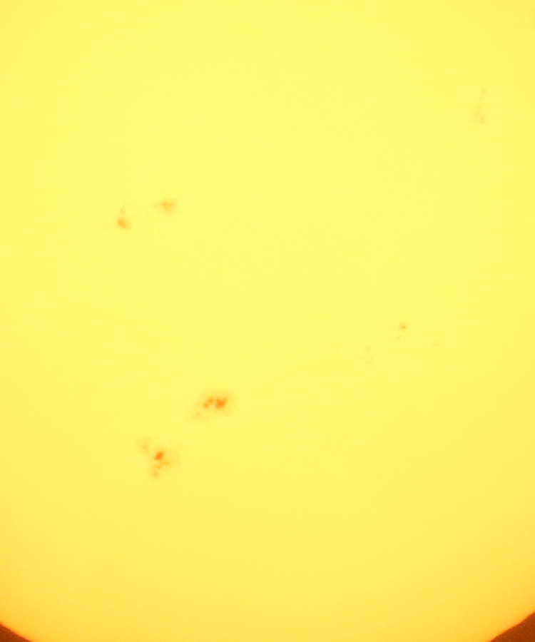 full resolution inset of sunspots through solar filter from June 28, 2026