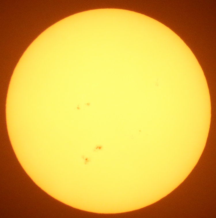 sunspot group through solar filter on June 28, 2026