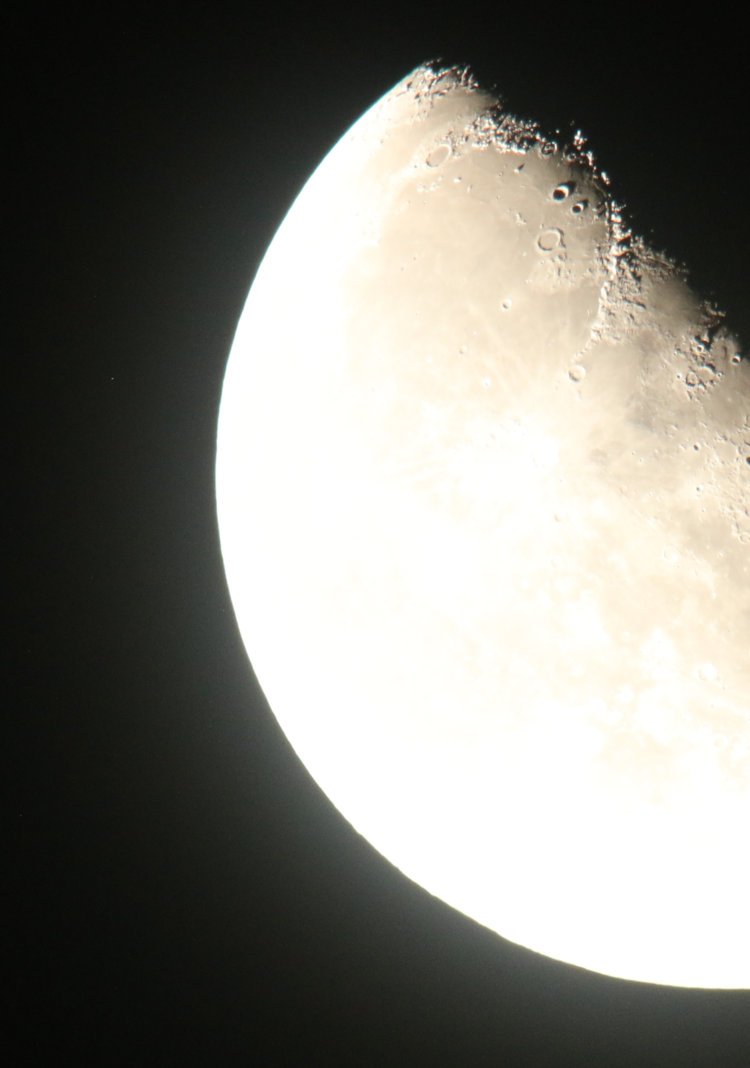 overexposed waning gibbous moon to try and find evidence of dust and debris from Falcon 9 stage impact