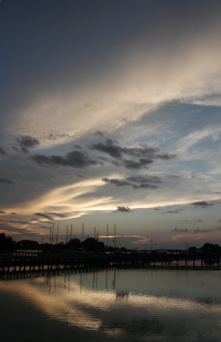monchromatic sunset on Pamlico River waterfront